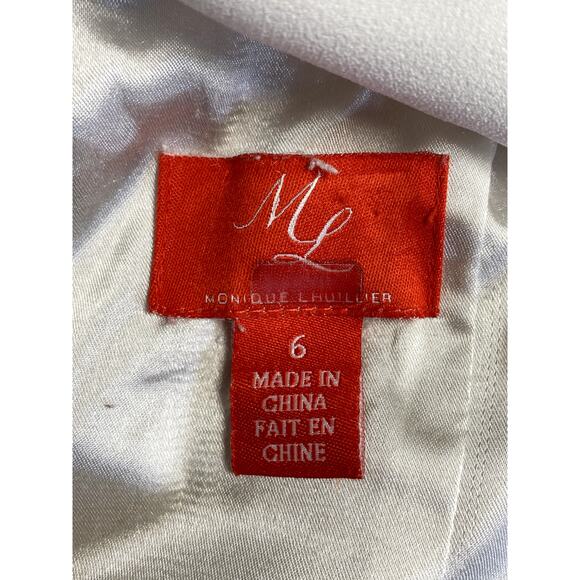 ML MONIQUE LHUILLIER Ruffle Halter Wide Leg Jumpsuit in White Size 6 $495 - Picture 13 of 16